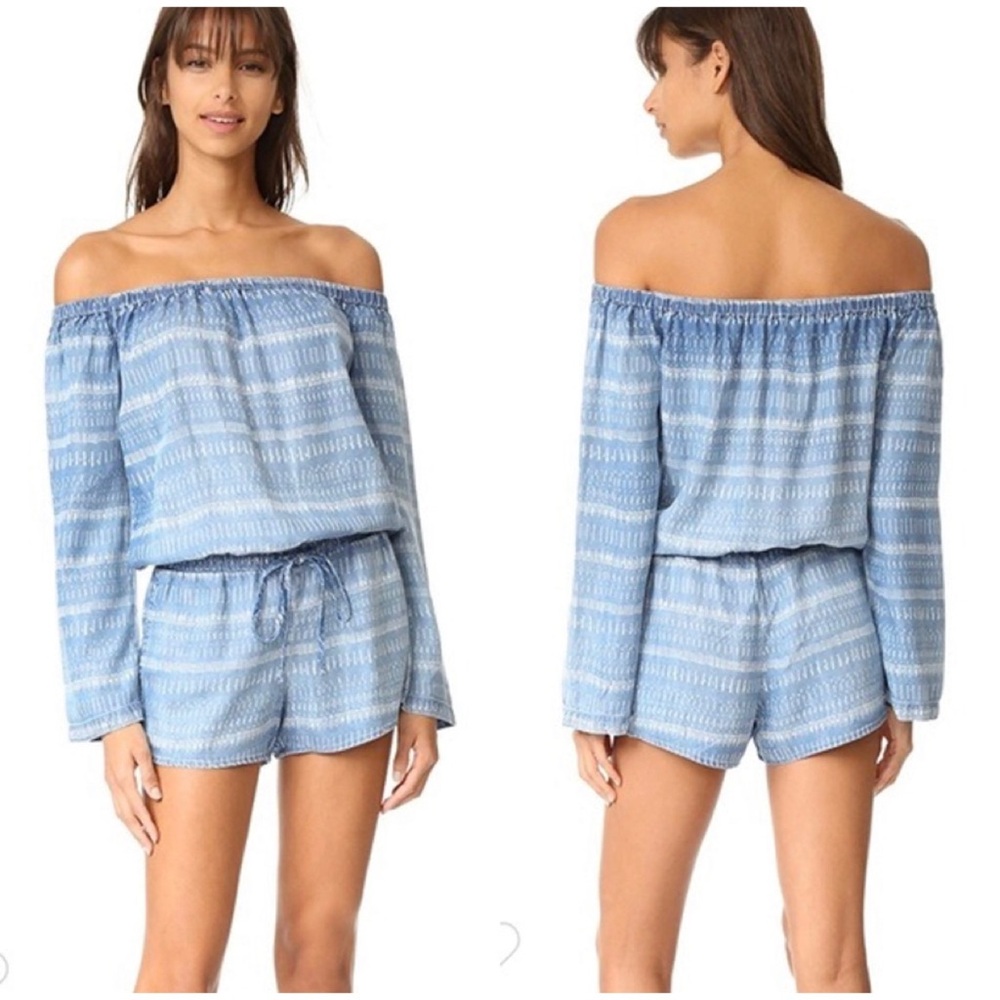 Bella Dahl Tencel Chambray Off The Shoulder Romper Size Small (S)